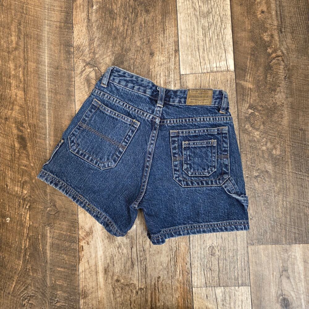 Vintage Girls Denim Cargo Shorts High Waisted Retro Kids Size 8 Y2K Summer